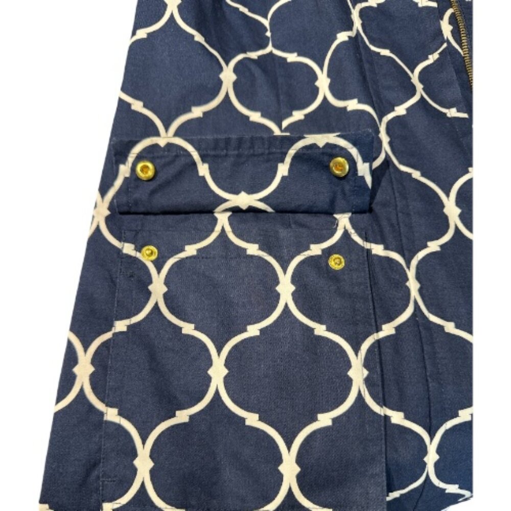 Charter Club Trench Coat Navy Blue & White Geometric Pattern Women's Size Small - Picture 6 of 6